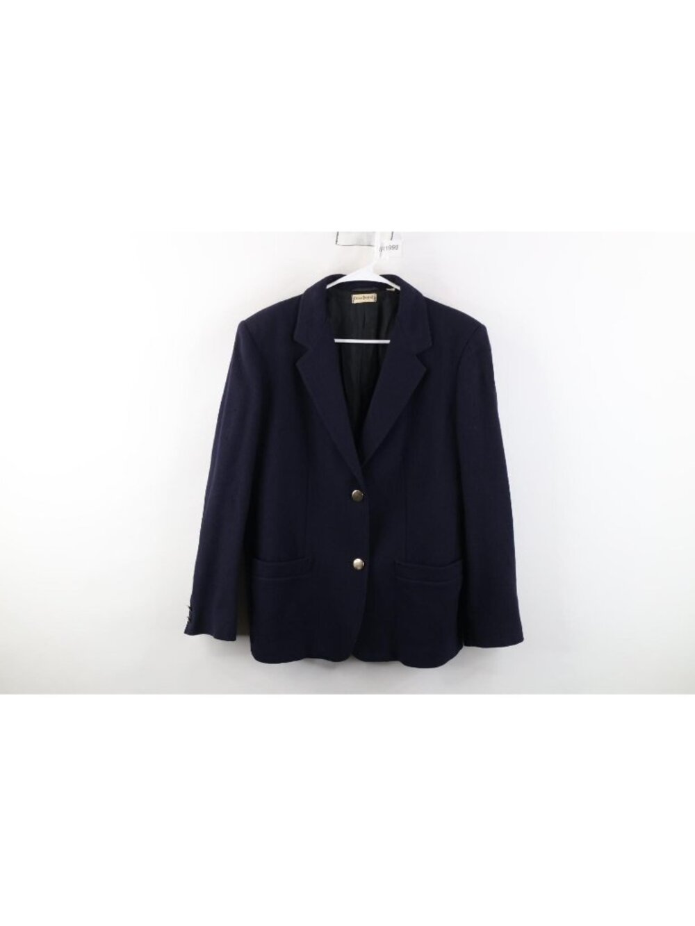 Vintage 90s Streetwear Womens 50 Distressed Wool Suit Coat Blazer Jacket Blue